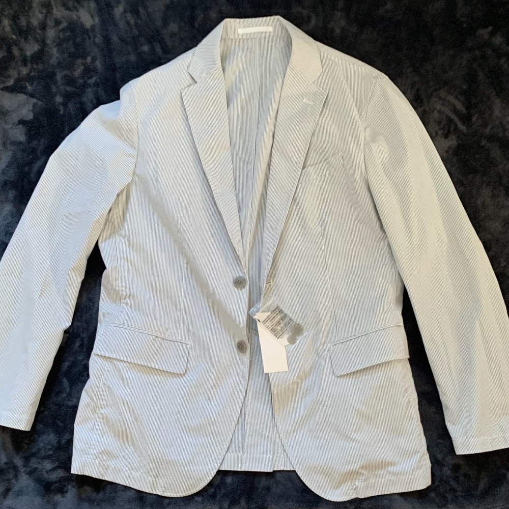 UNIQLO Blue and White Striped Blazer, tags intact -  L